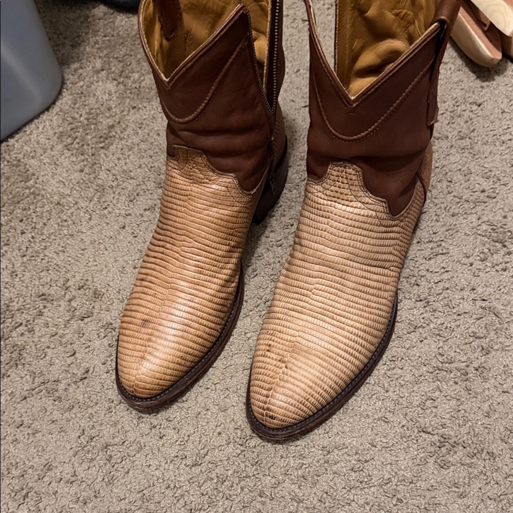 Tecovas Two-Tone Leather Lizard Cowboy Boots